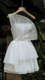 Glitter White Sleeveless Homecoming Dresses, HZ0307