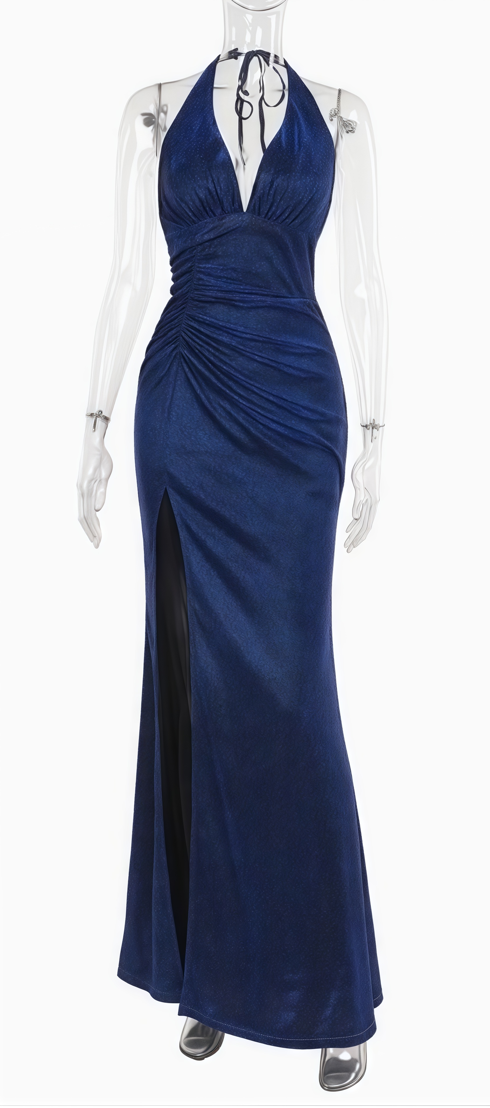 Glitter Halter Mermaid Prom Dresses, Sexy V-neck Evening HZ0307