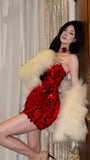 Gold Sequin Homecoming Dresses Strapless Mini Prom Party HZ0307
