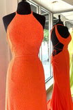 Gorgeous Beaded Orange Mermaid Long Formal HZ0307