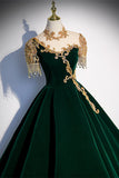 Gorgeous Dark Green A-line Long Formal Gown with Gold High HZ0307