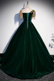 Gorgeous Dark Green A-line Long Formal Gown with Gold High HZ0307