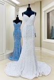 Gorgeous Mermaid Sequin Spaghetti Straps Long Formal HZ0307