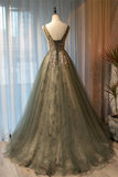 Elegant Plam Green Beaded Long Formal HZ0307