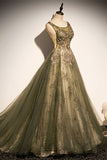 Elegant Plam Green Beaded Long Formal HZ0307
