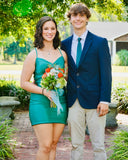 Green Bodycon Satin Homecoming Dresses, HZ0307