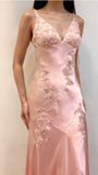 Green Mermaid V Neck Appliques Satin Open Back Long Prom Dress HZ0307