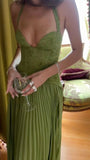 Green Sheath Rutched Long Prom Dresses Sexy Evening Formal HZ0307