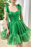 Green Sweetheart Organza Homecoming Dresses A-Line Party Gown, HZ0307
