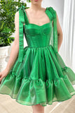 Green Sweetheart Organza Homecoming Dresses A-Line Party Gown, HZ0307