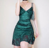Green Lace Bodycon Homecoming Dresses V-neck Short Prom HZ0307
