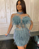LTP1327,Luxury Feather Beaded Mini Homecoming HZ0307