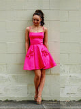 LTP1495,Spaghetti Straps Hot Pink Homecoming Dresses,A-Line Cocktail HZ0307
