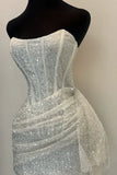 Glitter Strapless Bodycon Homecoming Dresses Pleated Cocktail Dress, HZ0307