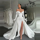 Same Style On Sale Laylatailor Shop White Satin Off The Shoulder Overskirt Wedding Dresses 2025 Bridal Gown Custom HZ0307