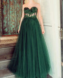 LTP1045,Green sweetheart applique tulle prom evening HZ0307