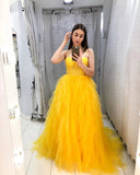 LTP1268,Fashion Yellow Tulle Prom Dresses Birthday Ball HZ0307