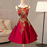 LTP0876,Luxury embroidery a-line homecoming dress red knee length prom HZ0307
