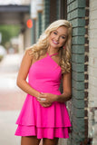 LTP1277,Halter Satin Homecoming Dresses,Hot Pink Mini Party HZ0307