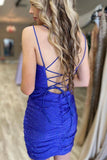 LTP1148,Sparkles Tight Royal Blue Short Homecoming HZ0307