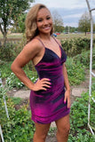 LTP1164,Spaghetti Straps Purple Tight Homecoming HZ0307