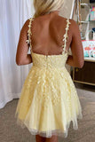LTP1161,Princess Yellow Appliques A-line Short Homecoming HZ0307