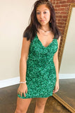 LTP1154,Sparkle green homecoming dresses,mini sequin prom dress short evening HZ0307