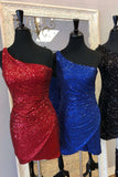 LTP1160,Sequins One Shoulder Bodycon Short Homecoming HZ0307