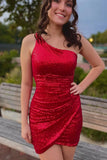LTP1160,Sequins One Shoulder Bodycon Short Homecoming HZ0307