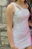 LTP1159,One Shoulder Sequins Bodycon Mini Dress with HZ0307
