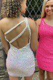 LTP1159,One Shoulder Sequins Bodycon Mini Dress with HZ0307