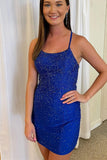 LTP1159,Cute Royal Blue Beaded Mini Bodycon Party HZ0307