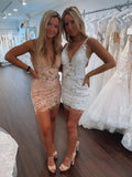 LTP1468,Romantic Lace V-neckline Short Shesth Homecoming HZ0307