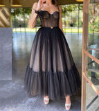LTP1043,Black Homecoming Dresses A-Line Prom Dresses Ankle Length Evening Formal HZ0307