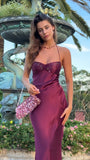 Halter Burgundy Long Prom Dresses Sleeveless Mermaid Party HZ0307