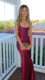 Halter Burgundy Long Prom Dresses Sleeveless Mermaid Party HZ0307
