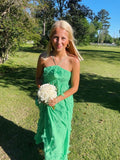 Halter Green Prom Dress Long Evening Party HZ0307