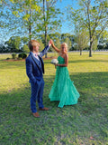 Halter Green Prom Dress Long Evening Party HZ0307