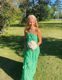 Halter Green Prom Dress Long Evening Party HZ0307