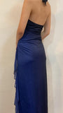 Halter Ombre Navy Blue Long Chiffon Prom HZ0307