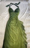Halter Ombre Navy Blue Long Chiffon Prom HZ0307