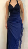 Halter Ombre Navy Blue Long Chiffon Prom HZ0307