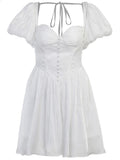 Hand Made White Chiffon A-Line Homecoming Dresses, HZ0307