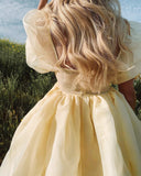 LTP1281,Pastel Yellow Organza Homecoming Dresses,Cute Hoco HZ0307