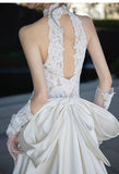 High Neck White Lace Mermaid Wedding HZ0307