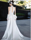 High Neck White Lace Mermaid Wedding HZ0307