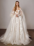 High Quality Applique Tulle White Bridal Wedding Dress, HZ0307