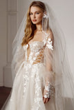 High Quality Applique Tulle White Bridal Wedding Dress, HZ0307