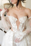 High Quality Applique Tulle White Bridal Wedding Dress, HZ0307