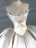 High Quality Appliques Wedding Dresses Vintage Sweetheart Lace Bridal Dress Strapless Ball HZ0307